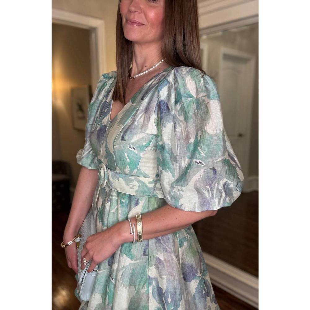 NEW LUCY PARIS alexis belted dress in mint multi - Picture 2 of 4